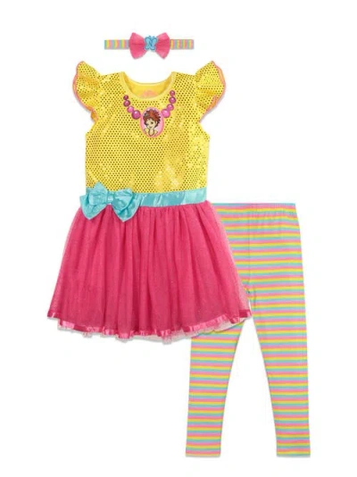 Disney Kids'  Fancy Nancy Cosplay Dress And Leggings Set In Yellow