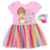 Disney Fancy Nancy Short Sleeve Tulle Dress In Pink
