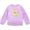 Disney Kids'  Faux Fur Pullover Sweatshirt In Purple
