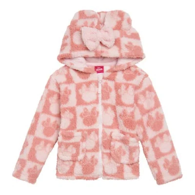 Disney Babies'  Faux Shearling Hoodie In Pink