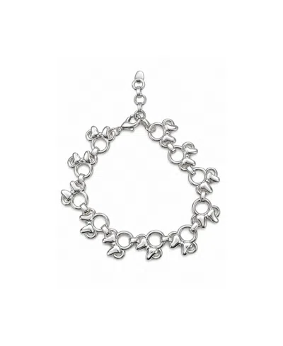 Disney Fine Silver Plated Minnie Mouse Adjustable Bracelet In Metallic