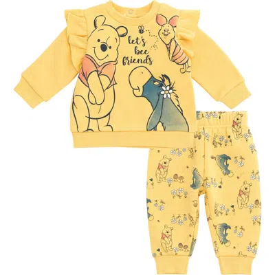 Disney Babies'  Fleece Sweatshirt & Pants Set In Yellow