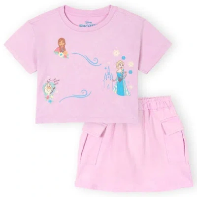 Disney Kids'  Frozen 2-piece Mineral Wash Tee And Skort Set In Pink