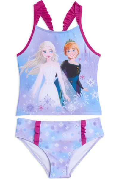Disney Kids'  Frozen 2-piece Swimwear Tankini Top And Bottoms Set In Purple