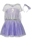 Disney Kids'  Frozen Cosplay Short Sleeve Dress & Headband Set In Purple