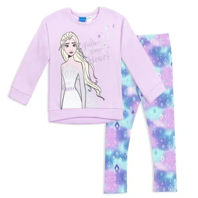 Disney Kids'  Frozen Queen Elsa Sweatshirt & Leggings Set In Purple