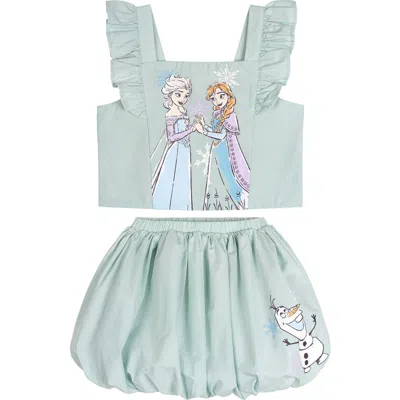Disney Kids'  Frozen Sleeveless 2-piece Tank Top And Bubble Skort Set In Frozen Surf Spray