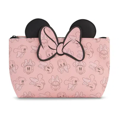 Disney Ful Minnie Mouse 3d Bow And Ears Trapezoid Cosmetic Bag In Pink