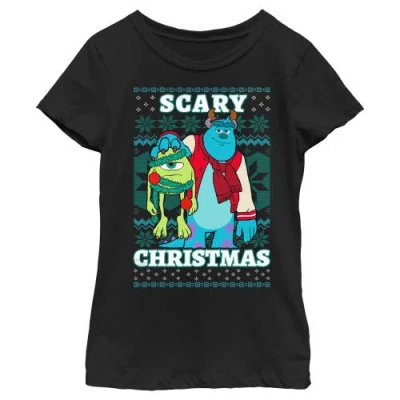 Disney Kids' Girl's  Monsters Inc. Mike And Sully Scary Christmas  Graphic T-shirt In Black