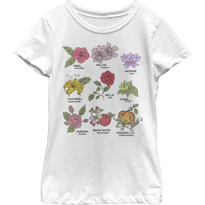 Disney Kids' Girl's  Princess Floral Chart Graphic T-shirt In White
