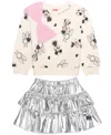 Disney Girls 2t-6x 2-piece Minnie Mouse Long-sleeve Top And Skirt Set In Metallic