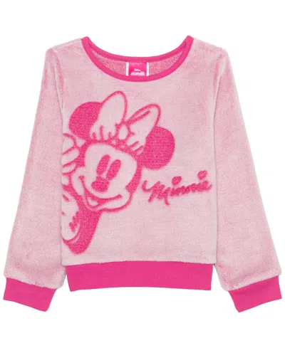 Disney Kids' Girls 2t-6x Minnie Mouse Printed Long-sleeve Sweater In Pink