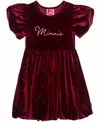 Disney Girls 2t-6x Minnie Mouse Short Sleeve Debossed Dress In Burgundy