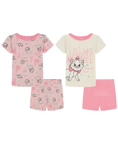 Disney Babies' Girls' 2t-4t Short-sleeve Top And Shorts, 4-piece Set In Multi