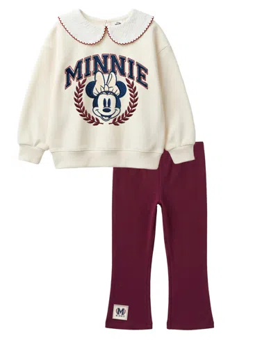 Disney Kids' Girls' 2t-6x Minnie Long-sleeve Sweatshirt And Pants, 2-piece Set In Multi