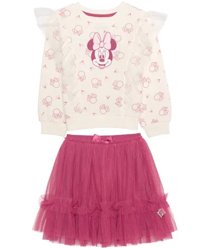 Disney Kids' Girls' 2t-6x Minnie Mouse Cherry Top And Skirt, 2-piece Set In Multi