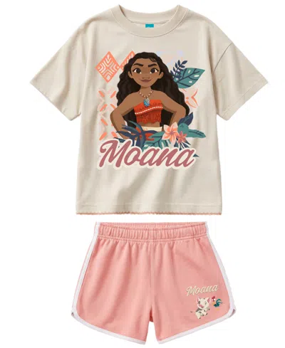 Disney Girls' 2t-6x Short-sleeve T-shirt And Shorts, 2-piece Set Clone In Multi