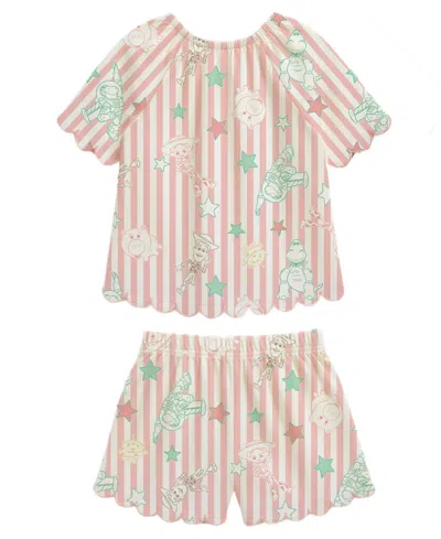 Disney Babies' Girls' 2t-6x Short-sleeve T-shirt And Shorts, 2-piece Set In White