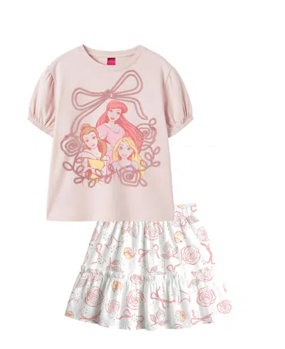 Disney Kids' Girls' 2t-6x Short-sleeve T-shirt And Skirt, 2-piece Set In Multi