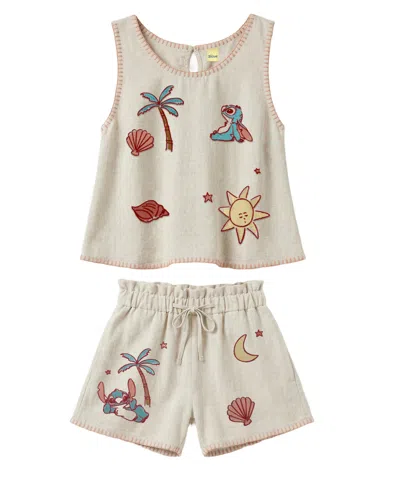 Disney Babies' Girls' 2t-6x Tank Top And Shorts, 2-piece Set In Brown