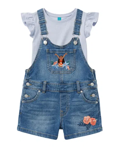 Disney Babies' Girls' 2tâ6x Denim Shortall And T-shirt, 2-piece Set In Multi