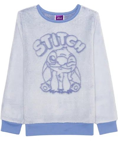 Disney Kids' Girls 7-14 Long Sleeve Debossed Plush Pull-on Sweater In Blue