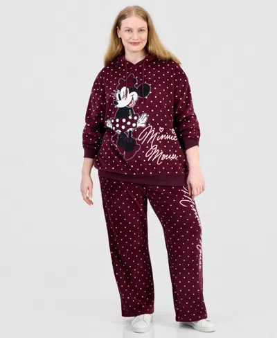 Disney Girls' Plus Size Minnie Mouse Polka-dot Print Pull-on Pants In Windsor Wine