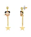 Disney Gold Micky Mouse Bow And Wreath Stud Drop Earrings In Gold
