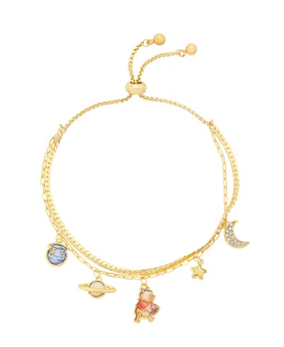 Disney Gold-tone Crystal Winnie The Pooh Celestial Double-layer Bracelet