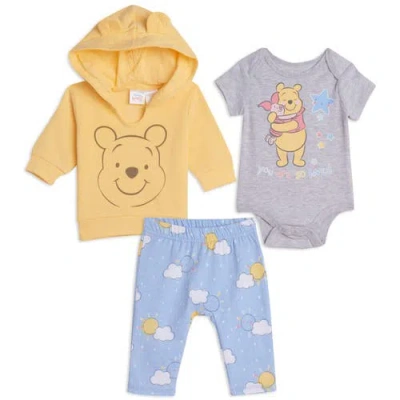 Disney Babies'  Hoodie Bodysuit & Pants Set In Blue