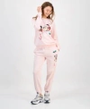 Disney Hybrid Apparel Juniors Mickey Mouse Holiday Sweatshirt Jogger Pants In Pink