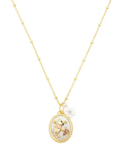 Disney Imitation Pearl Oval Pendant Necklace In Gold