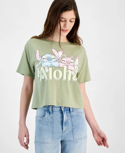 Disney Juniors' Lilo & Stitch Aloha Graphic T-shirt In Green