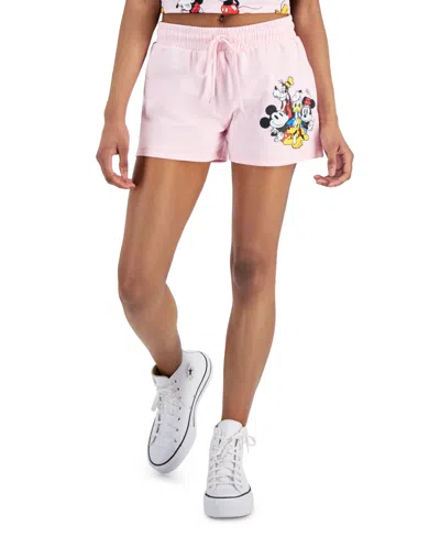 Disney Juniors' Mickey Mouse Graphic Low-rise Shorts In Pink