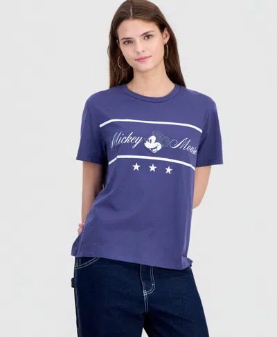 Disney Juniors' Mickey Mouse Sporty Crewneck Tee In Blue