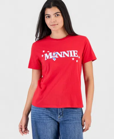 Disney Juniors' Minnie Mouse 4th Of July Graphic Print T-shirt In Red