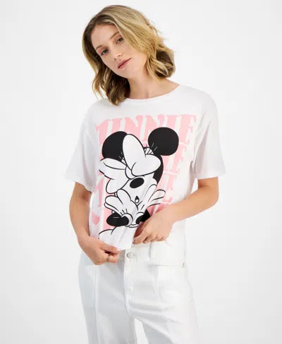 Disney Juniors' Minnie Mouse Graphic Crewneck T-shirt In White