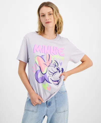 Disney Juniors' Minnie Wink Sketch Graphic T-shirt In Lavender Blue