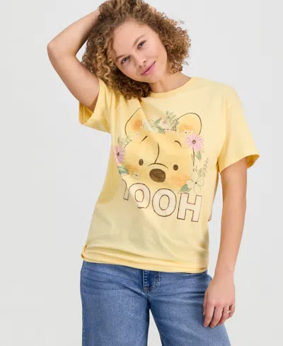 Disney Juniors' Pooh Flower Graphic-print Cotton T-shirt In Multi