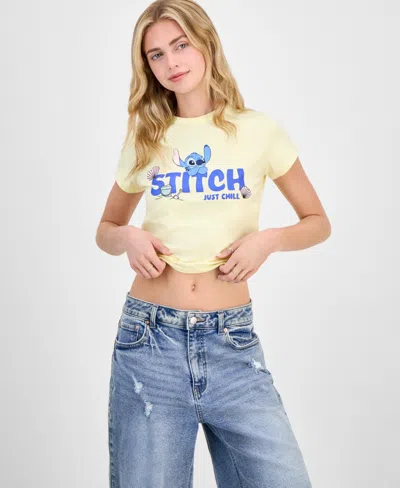 Disney Juniors' Stitch Beachy Short-sleeve Side-cinch Tee