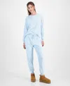 Disney Juniors Stitch Embossed Velour Sweatshirt Jogger Pants In Nantucket Breeze