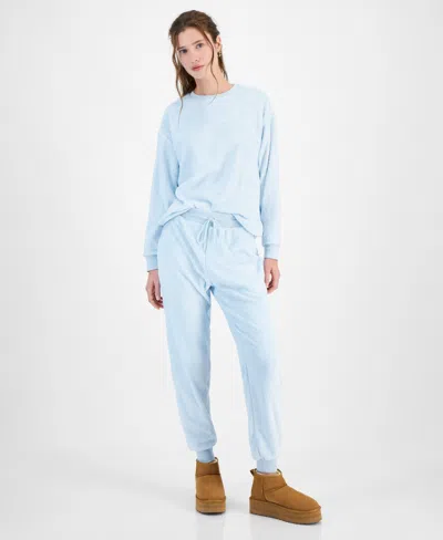Disney Juniors Stitch Embossed Velour Sweatshirt Jogger Pants In Nantucket Breeze