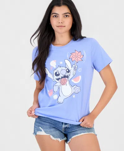 Disney Juniors' Stitch Graphic Print T-shirt In Blue