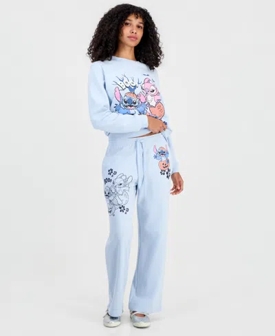 Disney Juniors' Stitch Halloween Fleece Sweatpants In Baby Blue