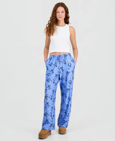 Disney Juniors' Stitch Valentine's Day Brushed Jersey Lounge Pants In Blue