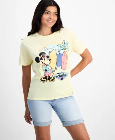 Disney Juniors' Surfing Mickey T-shirt In Double Cream
