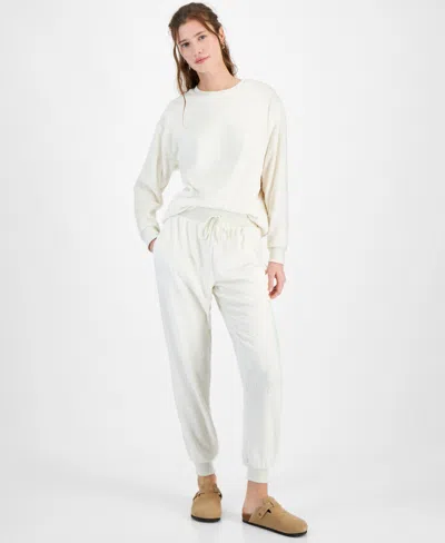 Disney Juniors Winnie The Pooh Embossed Velour Sweatshirt Jogger Sweatpants In Cannoli Cream