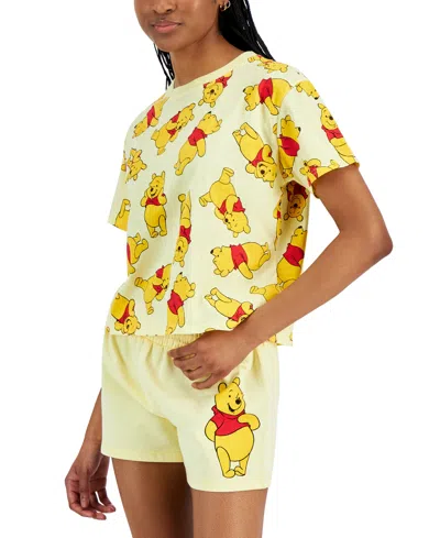 Disney Juniors' Winnie The Pooh Graphic Crewneck T-shirt In Light Yellow
