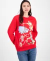 Disney Juniors' Winnie The Pooh Holiday Graphic Sweatshirt In Red
