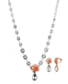 Disney Kid's Princess Beauty And The Beast Clear Teardrop Necklace And Earring Set In Clear